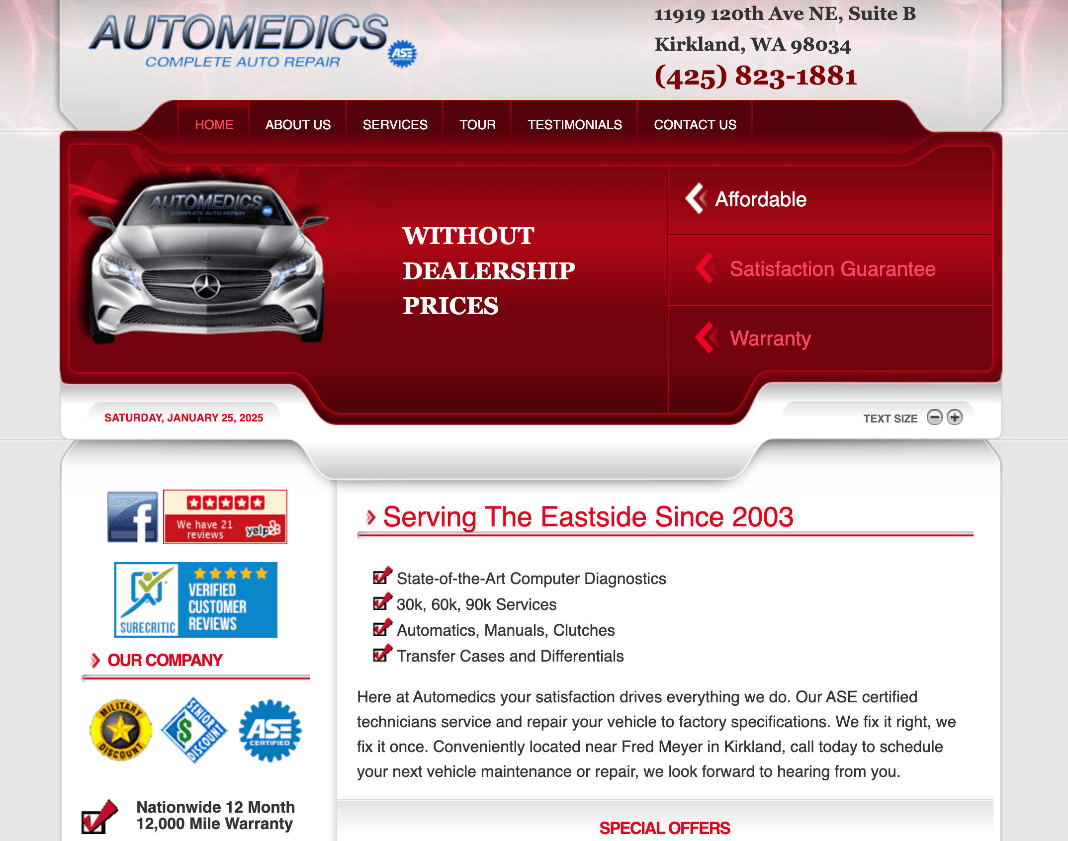 Transforming Automedics Kirkland's Online Presence Dashboard Mockup