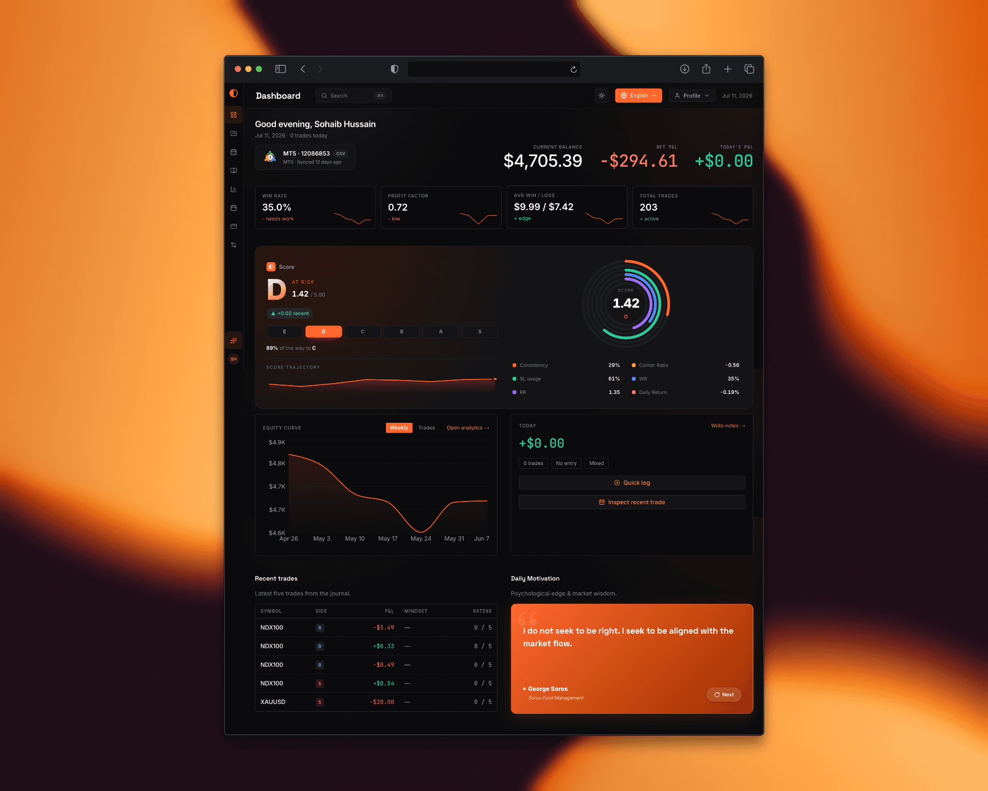 EdgeLog Trading screenshot 1