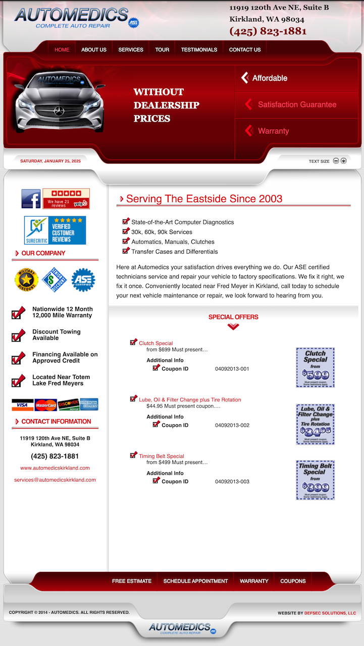 Automedics Kirkland - Mobile Responsiveness