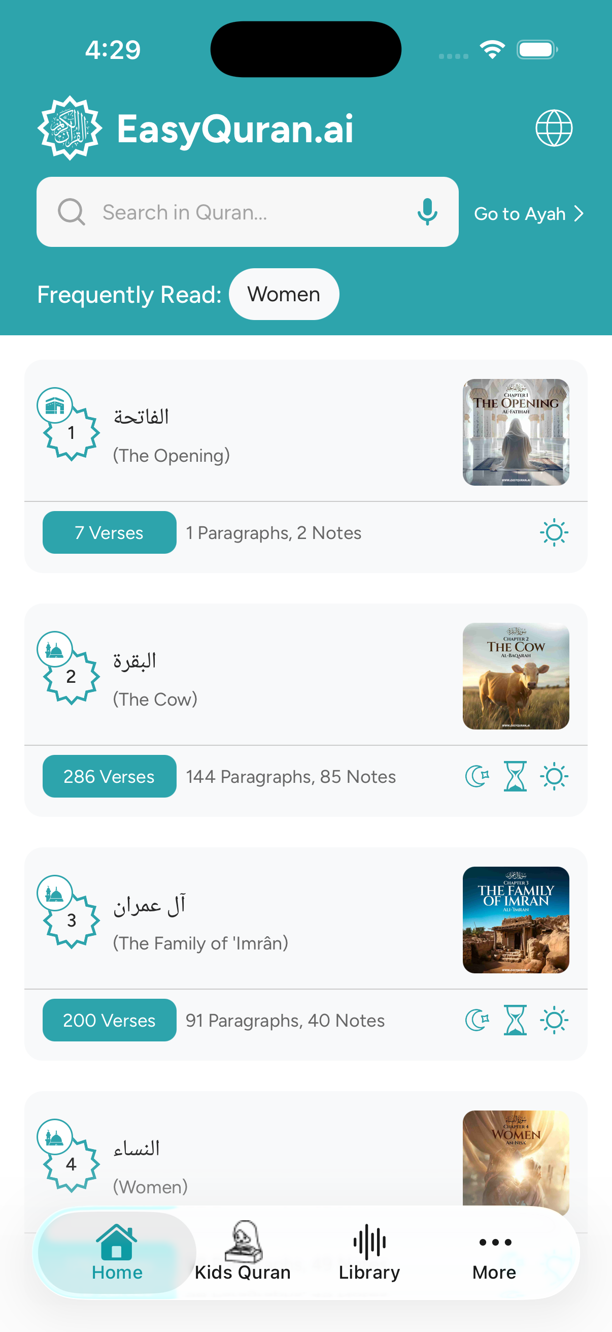 EasyQuran AI - Mobile App Home Screen