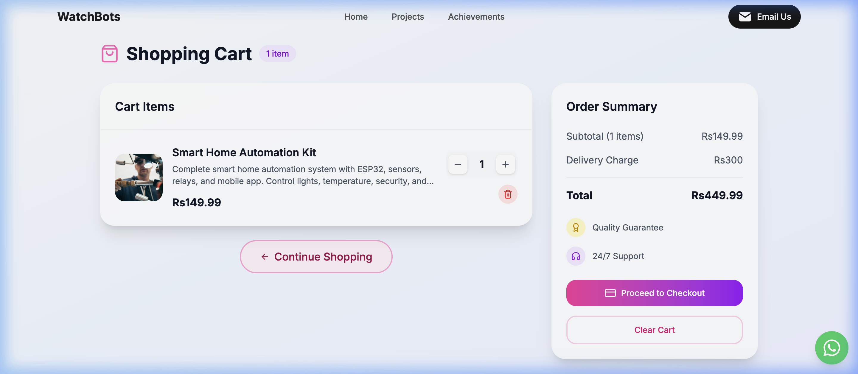 Watchbots - Shopping Cart Console